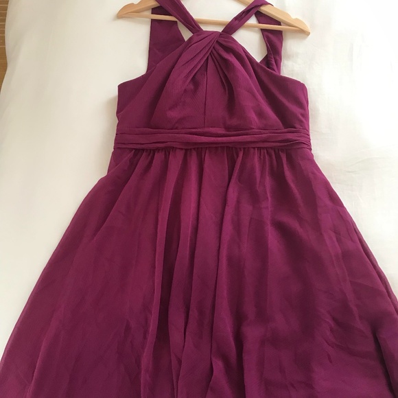 Burgundy Chiffon Halter Dress - Size 12 or 14 - Picture 1 of 7